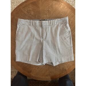 Banana Republic Womens Size 4 Pinstripe Bermuda Shorts White W/ Blue Strips